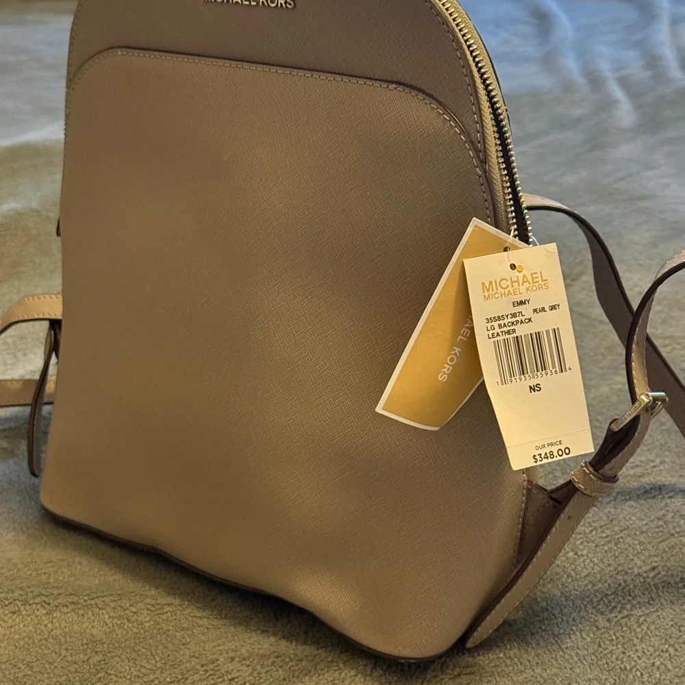 Michael Kors Emmy Gray Saffiano Leather Backpack